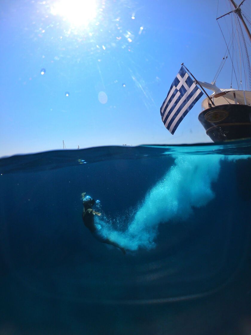 Into the Aegean blue