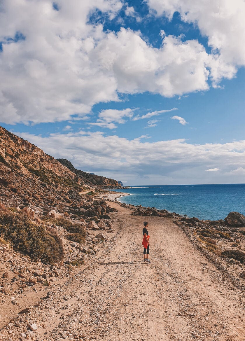 Running towards the clouds in Gialiskari beach, Crete