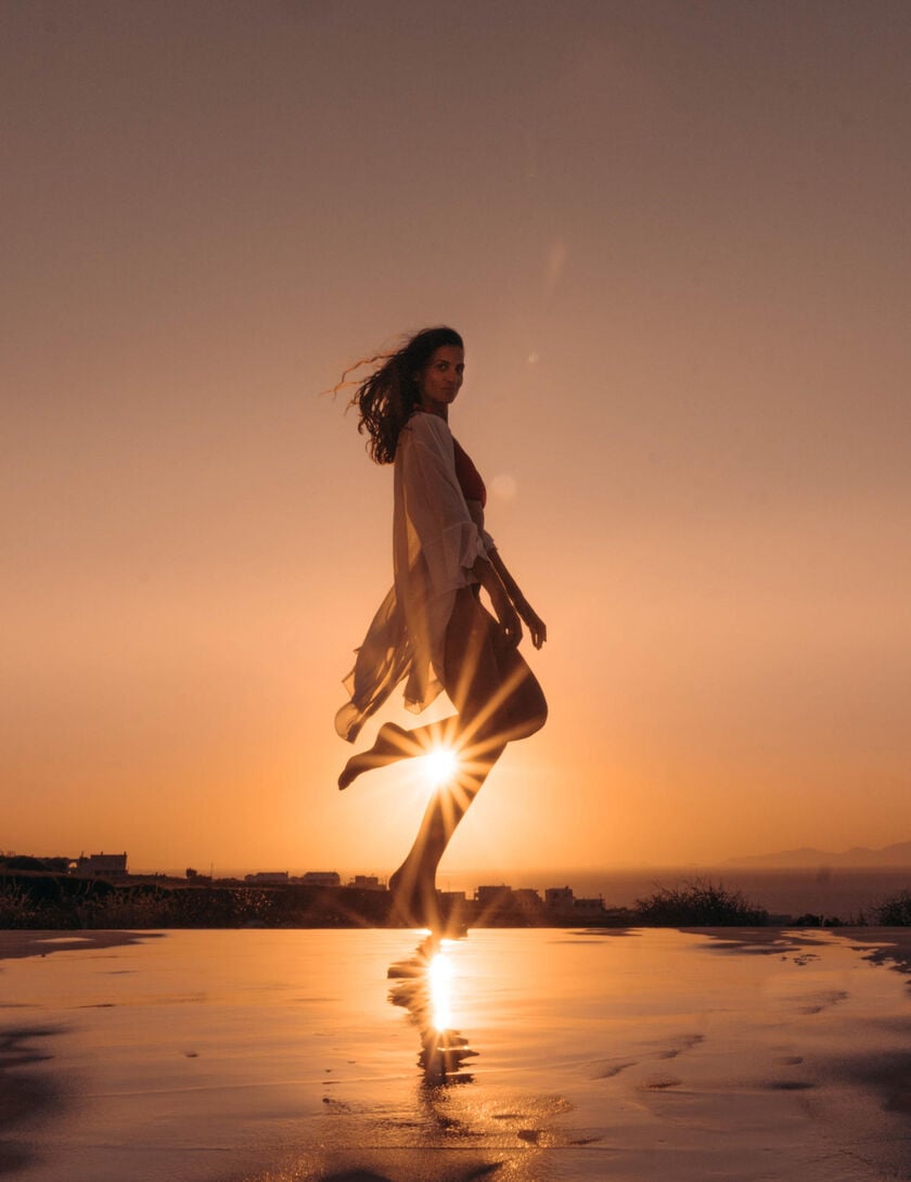 Dancing with the sun in Santorini