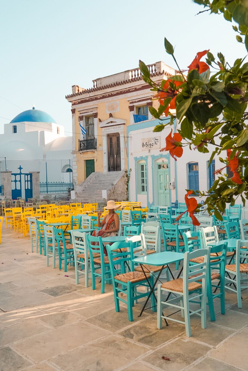 Relaxing in the Pano Piazza Square in Serifos