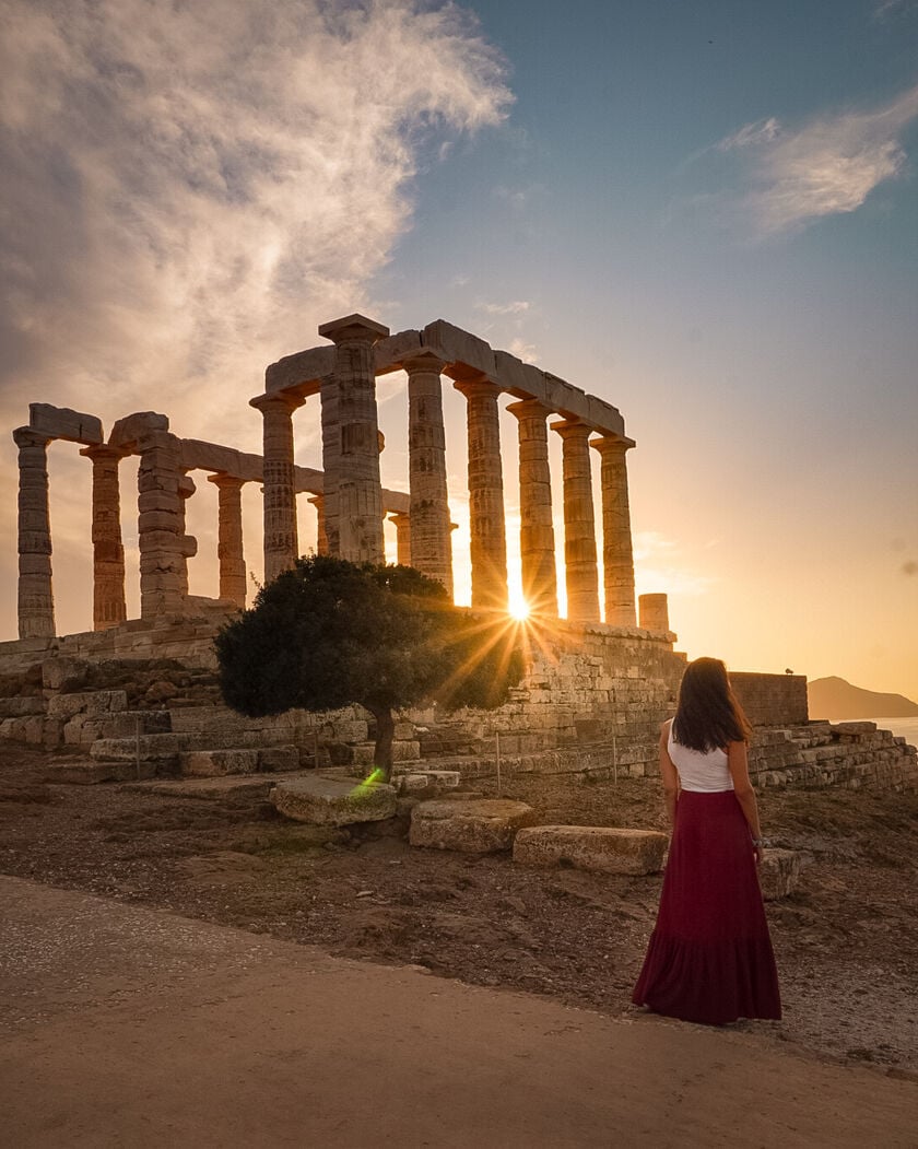 Sunset in Temple of Poseidon, Sounion
