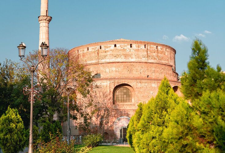 Η προστατευόμενη από την UNESCO Ροτόντα αποτελεί μέρος του Γαλεριανού Συγκροτήματος της Θεσσαλονίκης